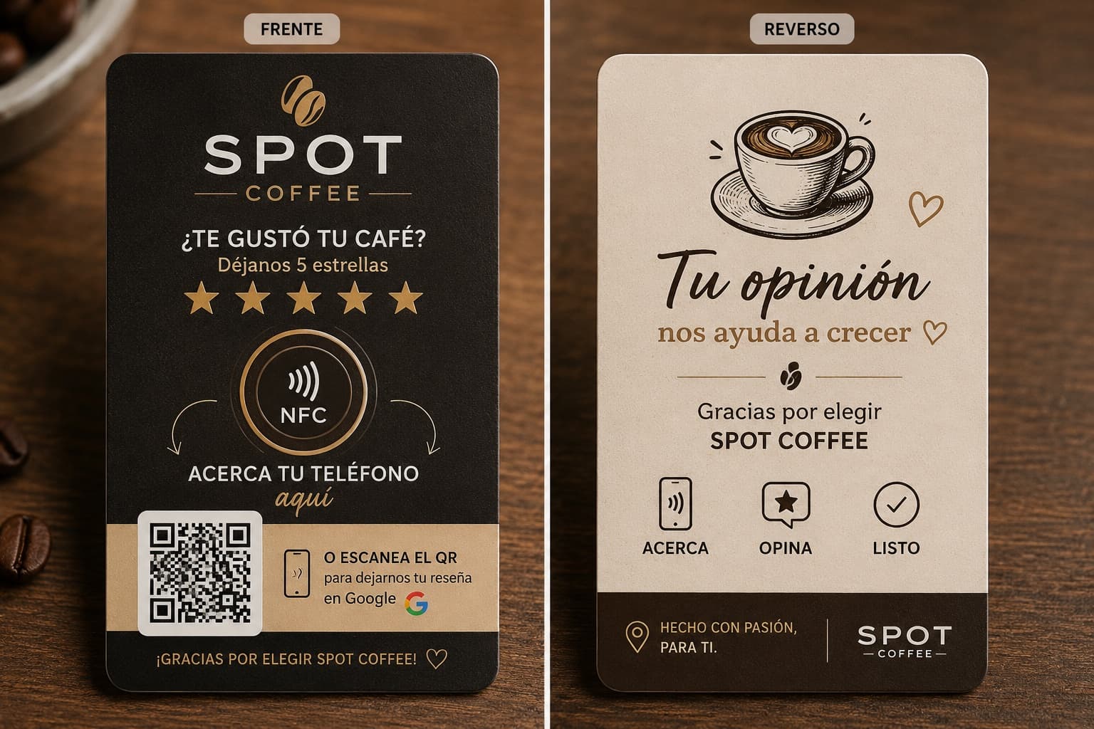 Diseño NFC premium para cafetería